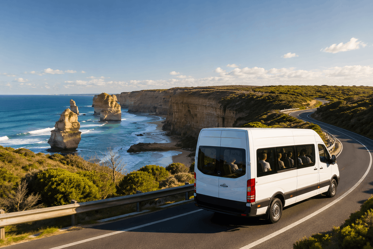 Family enjoying Day and Scenic Tours Melbourne in a premium maxi van with comfortable group transport service by Melbourne Super Maxi