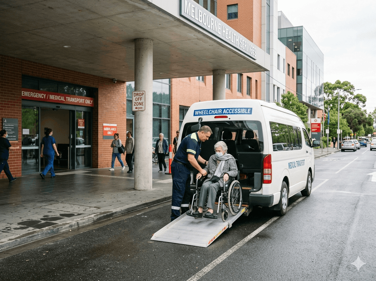 Wheelchair Accessible Maxi Taxi Melbourne with ramp deployed and driver assisting wheelchair passenger entering vehicle