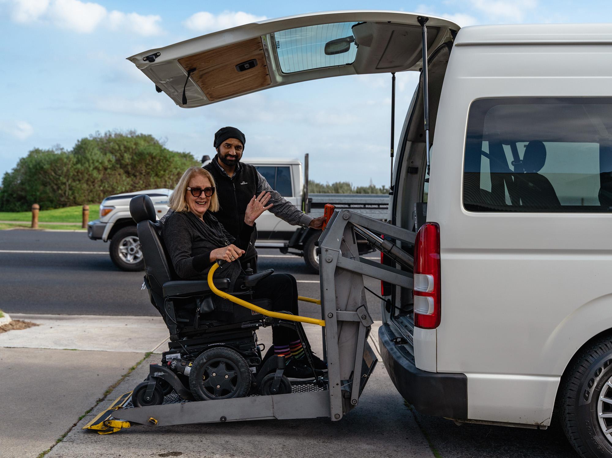 Melbourne Super Maxi NDIS taxi provider Melbourne with wheelchair accessible white maxi van for safe participant transport