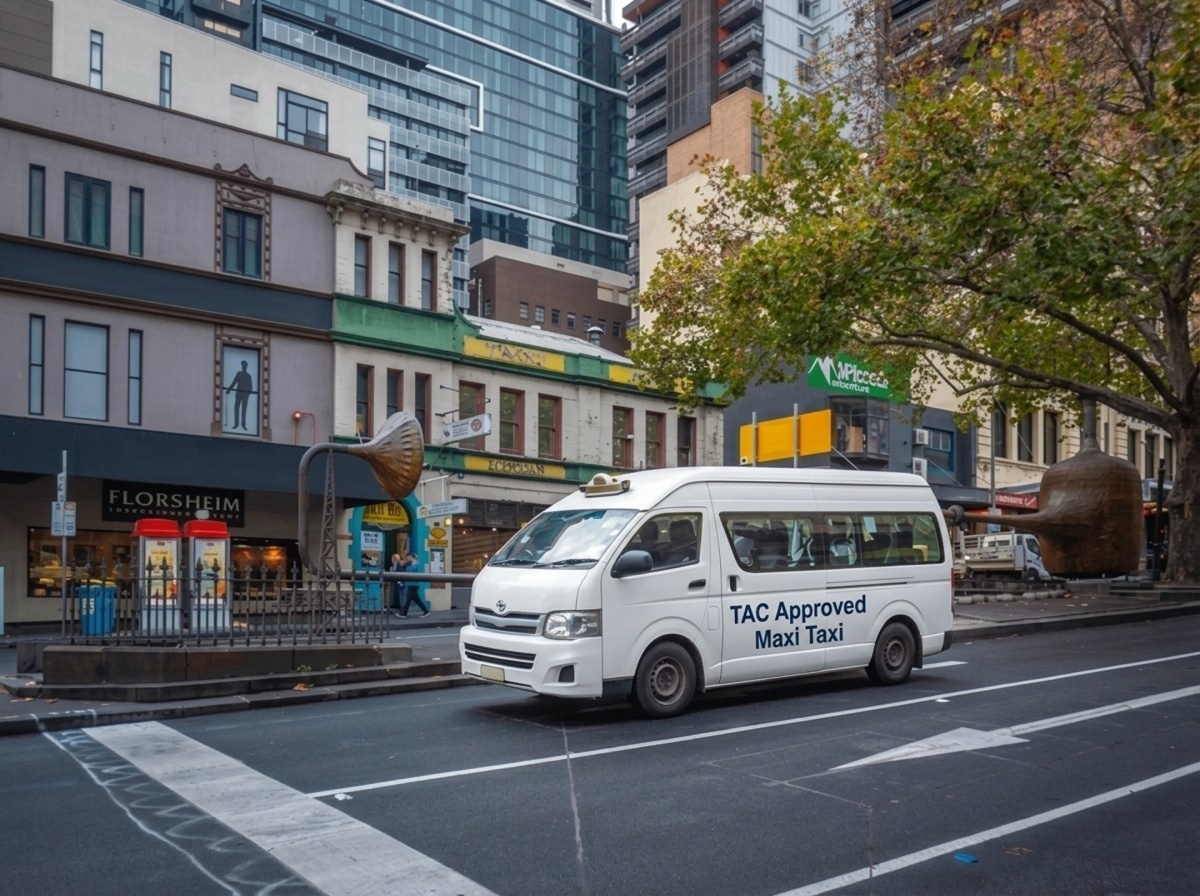 TAC Approved Taxi Service Melbourne with wheelchair accessible maxi taxi for medical transport.